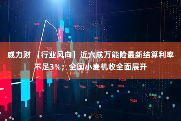 威力财 【行业风向】近六成万能险最新结算利率不足3%；全国小麦机收全面展开