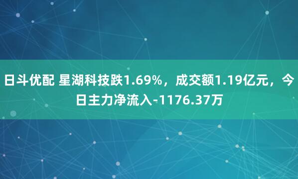 日斗优配 星湖科技跌1.69%，成交额1.19亿元，今日主力净流入-1176.37万